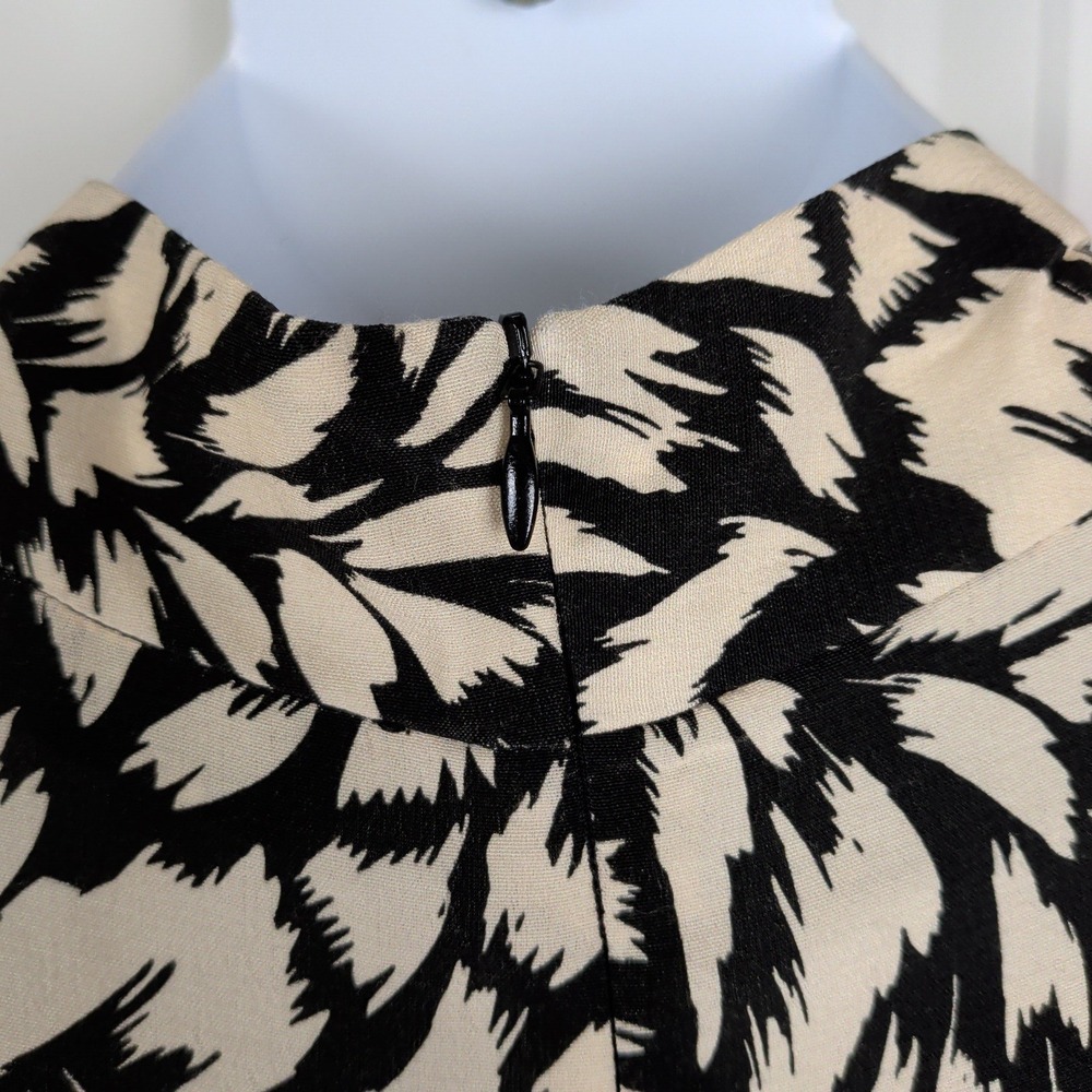 Fresha London Womens Abstract Print Mock Neck Midi Dress Cream Black Size M US 8 - Picture 4 of 7